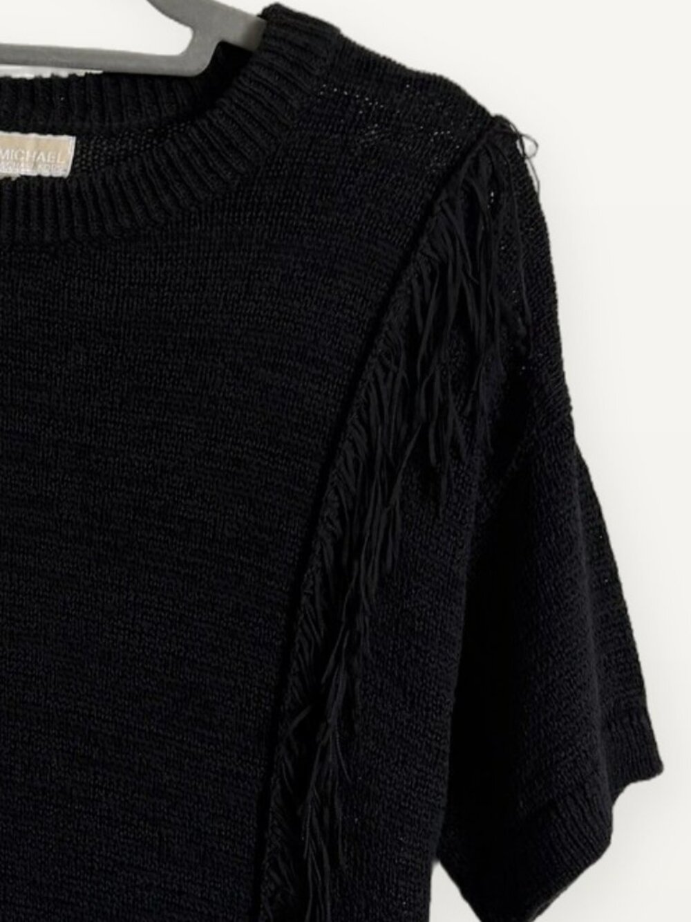 Michael Kors Black Fringe Sweater Top M